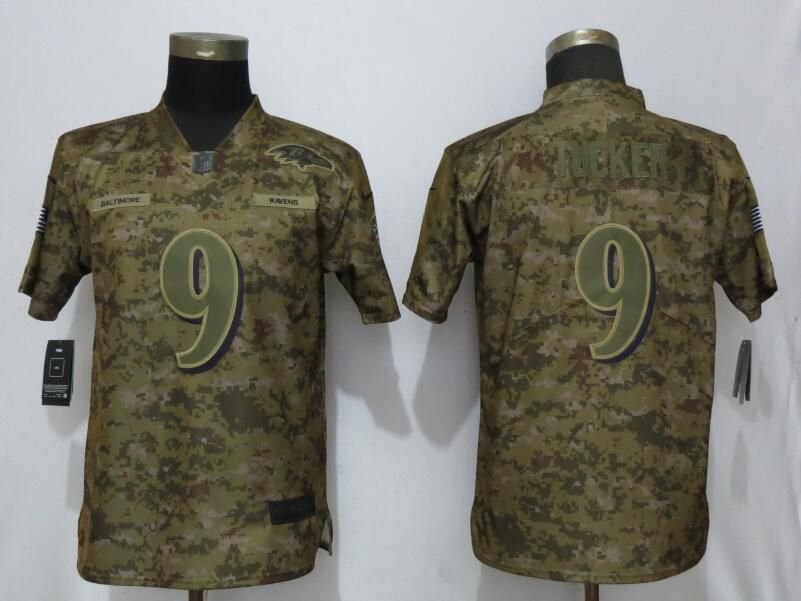 Women Baltimore Ravens #9 Tucker Nike Camo Salute to Service Limited NFL Jerseys->houston texans->NFL Jersey
